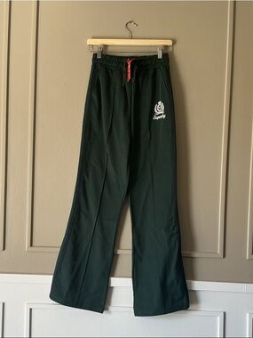 Superdry Kids Dark Green Sweatpants with Red Drawstring